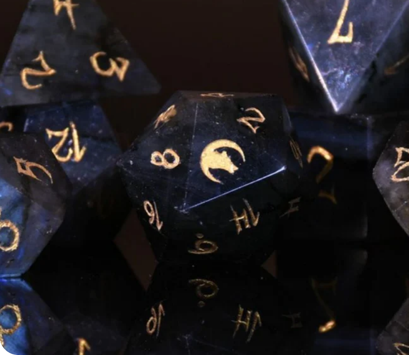 Werewolf Labradorite "Moonstone" Stone Dice Set