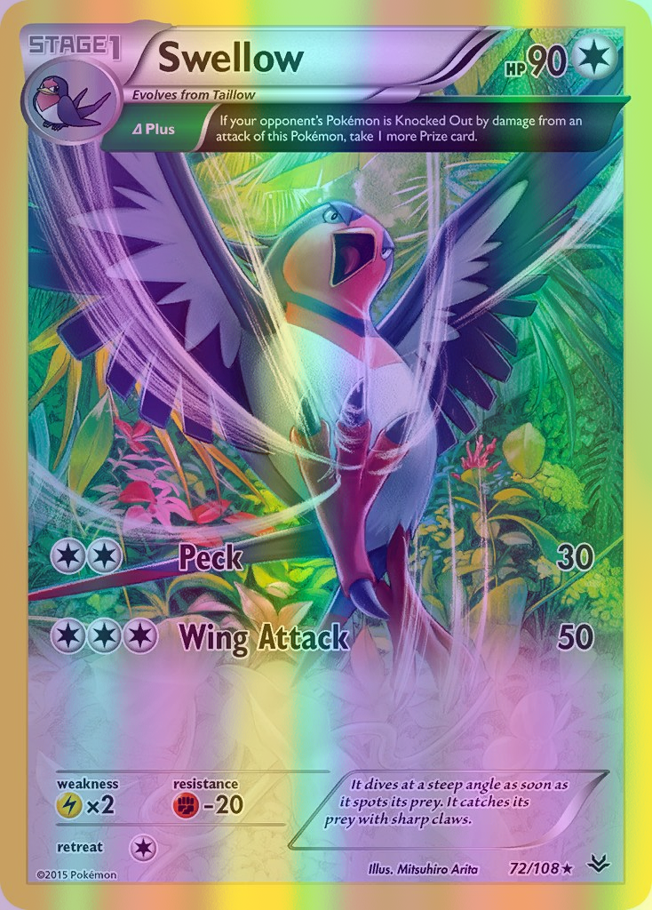 Swellow (Delta) - 072/108 (ROS) Holo Rare - Near Mint Reverse Holofoil