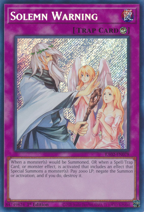 Solemn Warning (RA02-EN078) Secret Rare - Near Mint 1st Edition