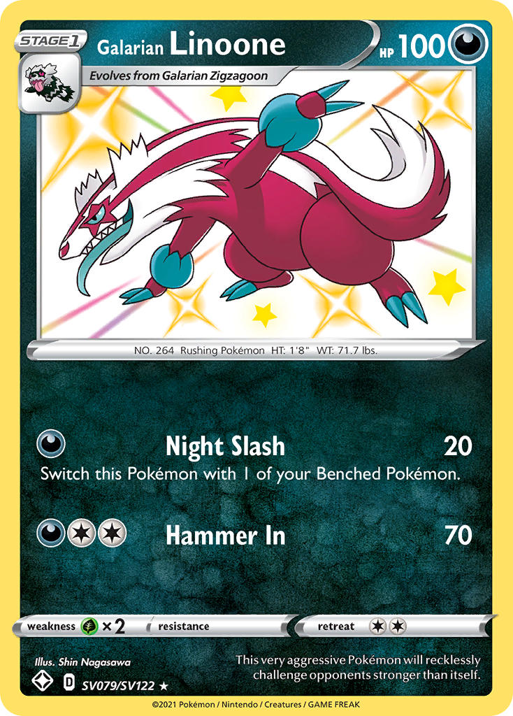 Galarian Linoone - SV079/SV122 (SHF:SV) Shiny Holo Rare - Near Mint Holofoil