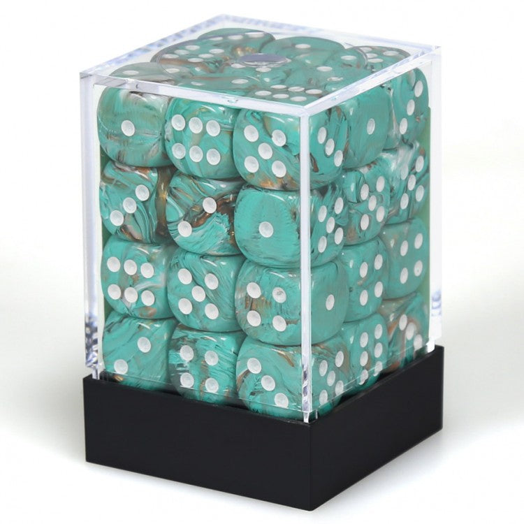 CHX27803: Marble - 12mm D6 Oxi-Copper w/White (36)