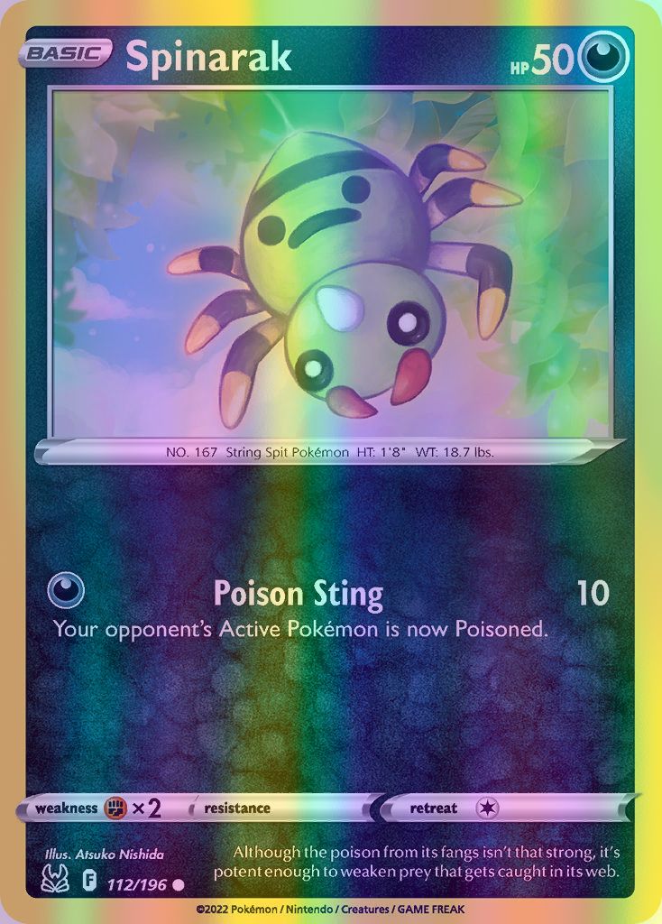 Spinarak - 112/196 (SWSH11) Common - Near Mint Reverse Holofoil