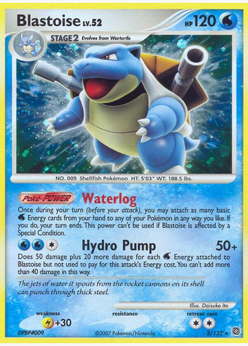 Blastoise lv.52 水タイプ ポケモンカード Blastoise Lv.52 2/132 Reverse Holo Rare Secret Wonders Pokemon LP