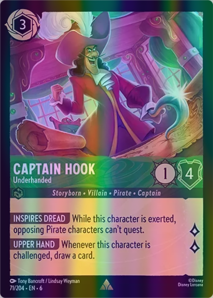 Captain Hook - Underhanded (Azurite Sea 071/204) Rare - Near Mint Cold Foil
