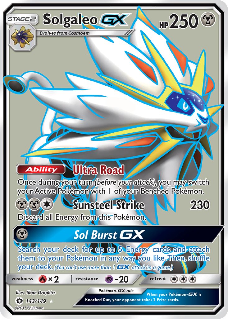 Solgaleo GX (Full Art) - 143/149 (SM01) Ultra Rare - Near Mint Holofoil
