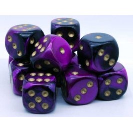 CHX26640: Gemini - 16mm D6 Black-Purple w/gold (12)
