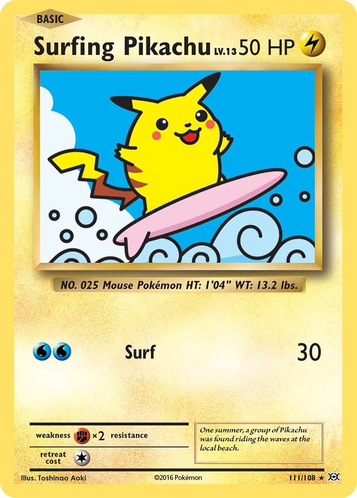 Surfing Pikachu - 111/108 (EVO) Ultra Rare - Heavy Play Secret Rare