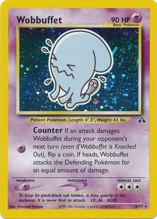 Wobbuffet - 16/75 (N2) Holo Rare - Moderate Play Unlimited Holofoil