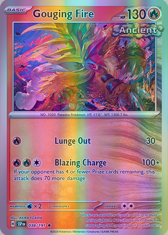 Gouging Fire - 038/191 (SSP) Rare - Near Mint Reverse Holofoil Gouging Fire - 038/191 (SSP) Rare - Near Mint Reverse Holofoil