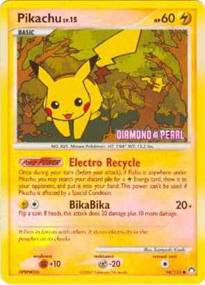 Pikachu (Diamond & Pearl) - 094/123 (BKP) Promo - Moderate Play