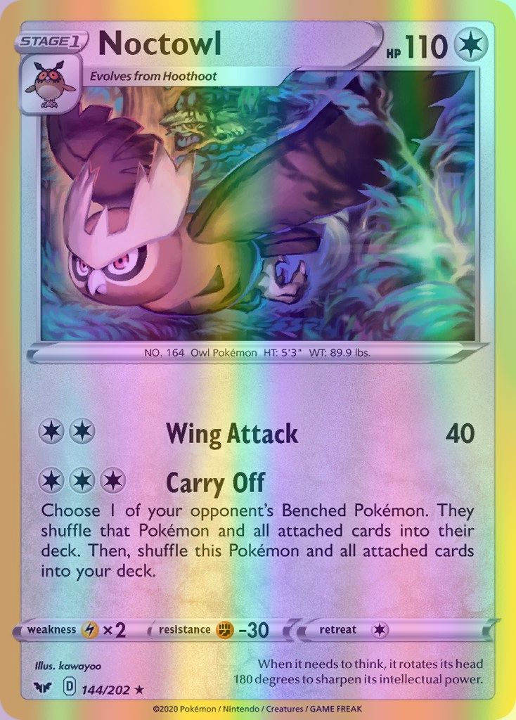 Noctowl - 144/202 (SWSH01) Rare - Near Mint Reverse Holofoil