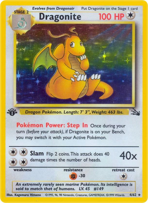 Dragonite - 04/62 (FO) Holo Rare - Heavy Play Unlimited Holofoil