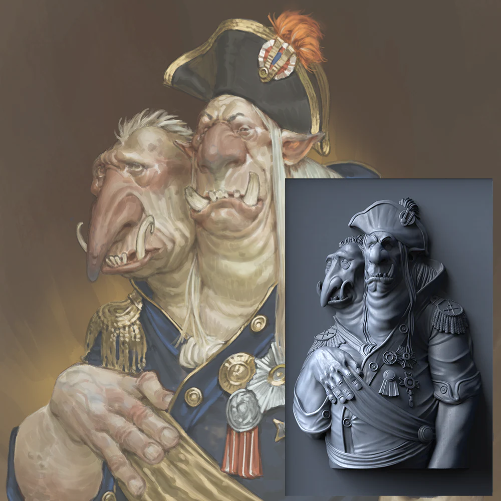 Monument Hobbies: Frameable Texture Trainer #3 - General Private Kronk & Thrug