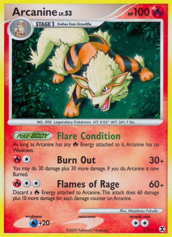 Arcanine - 1/111 (RR) Holo Rare - Light Play Reverse Holofoil