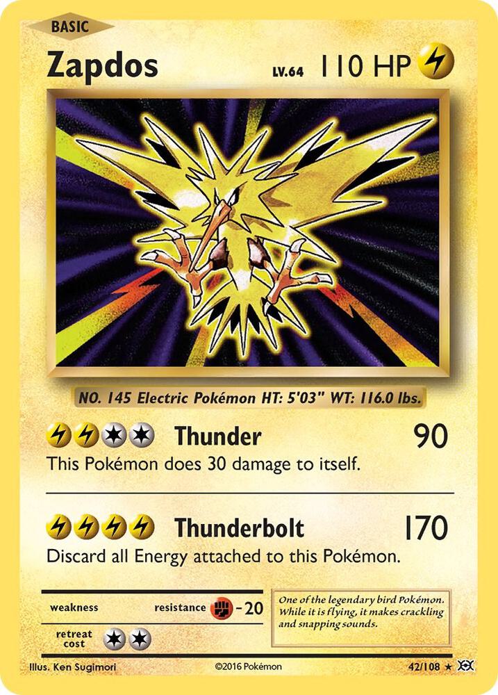 Zapdos - 42/108 (EVO) Holo Rare - Light Play Holofoil