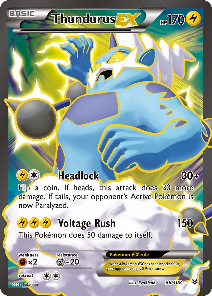Thundurus EX (Full Art) - 098/108 (ROS) Ultra Rare - Near Mint Holofoil