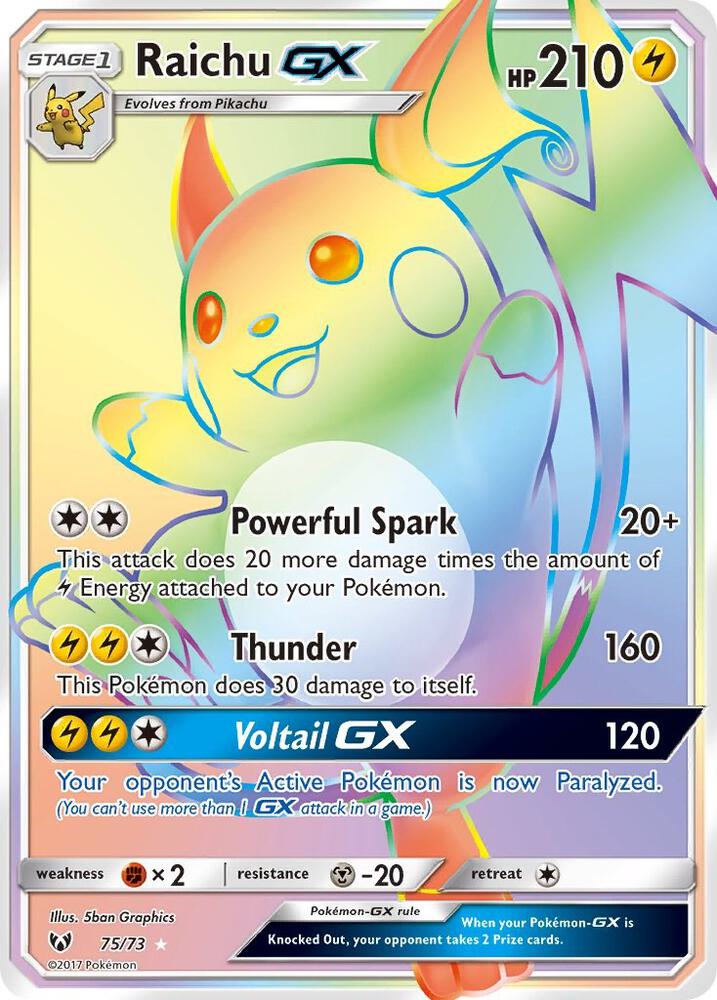 Raichu GX - 75/73 (SHL) Secret Rare - Secret Rare