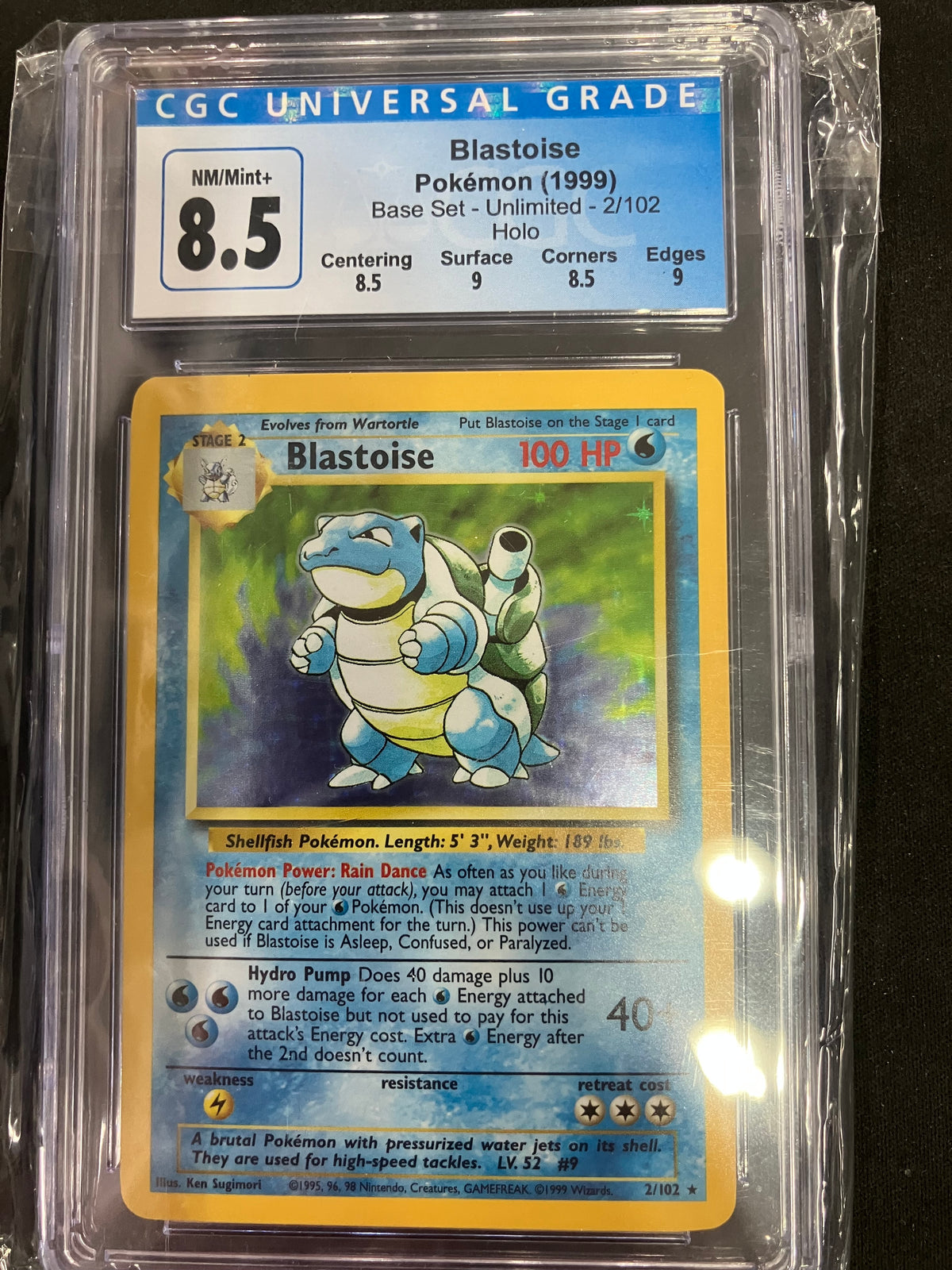 Blastoise - 002/102 (BS) Holo Rare - Near Mint Holofoil (Graded - CGC 8.5)