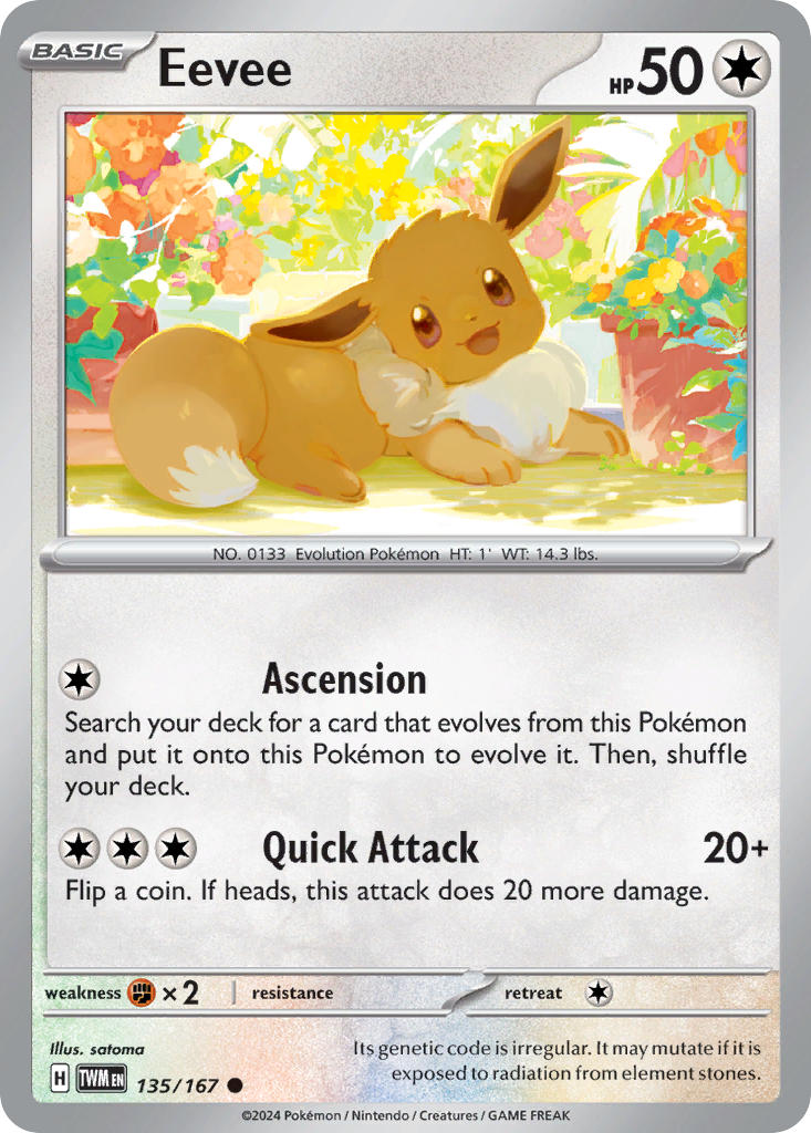 Eevee - 135/167 (TWM) Common - Near Mint