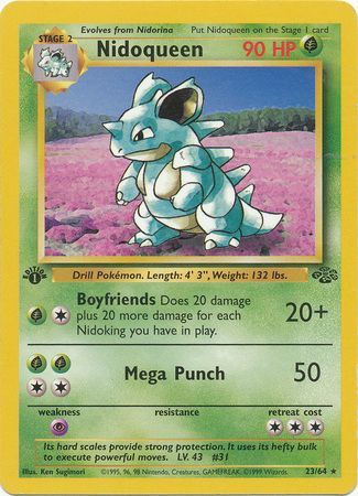 Nidoqueen - 23/64 (JU) Rare - Near Mint 1st Edition