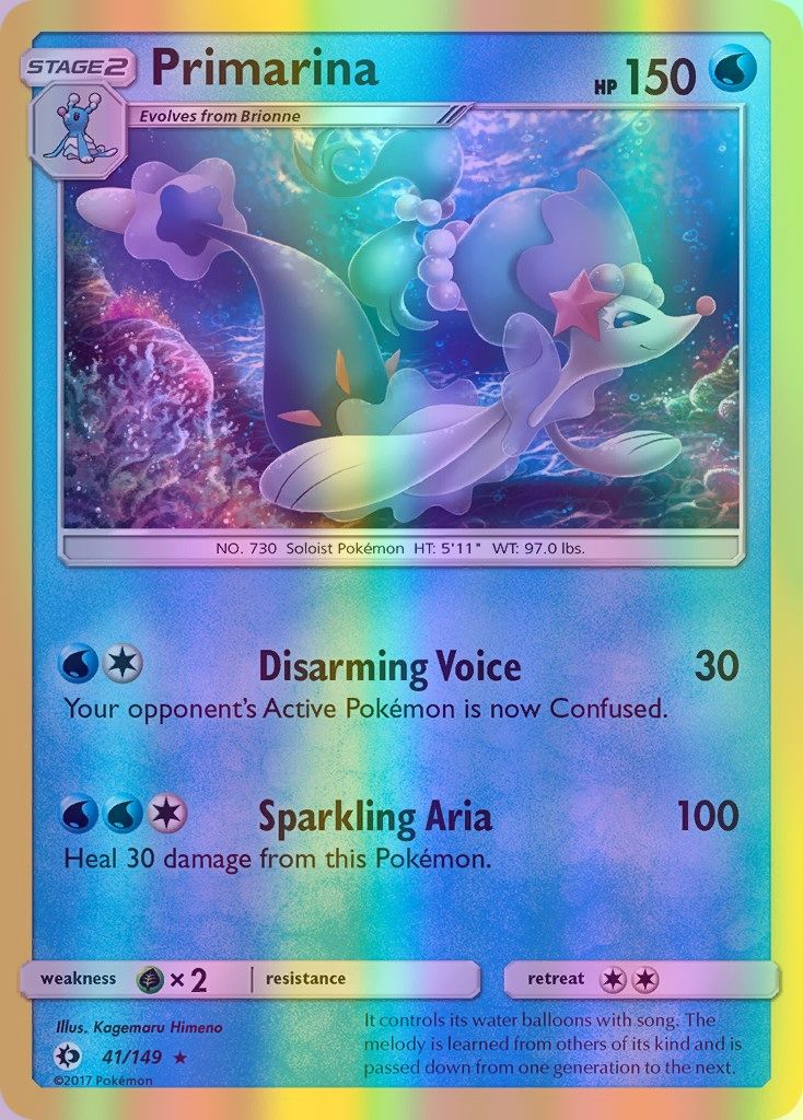 Primarina - 041/149 (SM01) Rare - Near Mint Reverse Holofoil