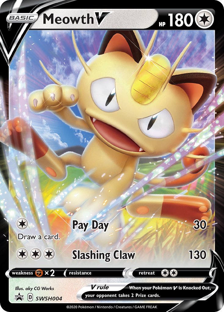 Meowth V - SWSH004 (SWSH:PR) Promo - Light Play Holofoil