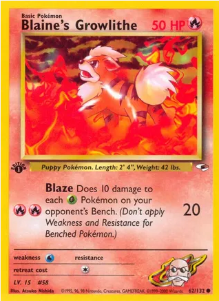 Blaine's Growlithe (62/132) Common - Near Mint 1st Edition
