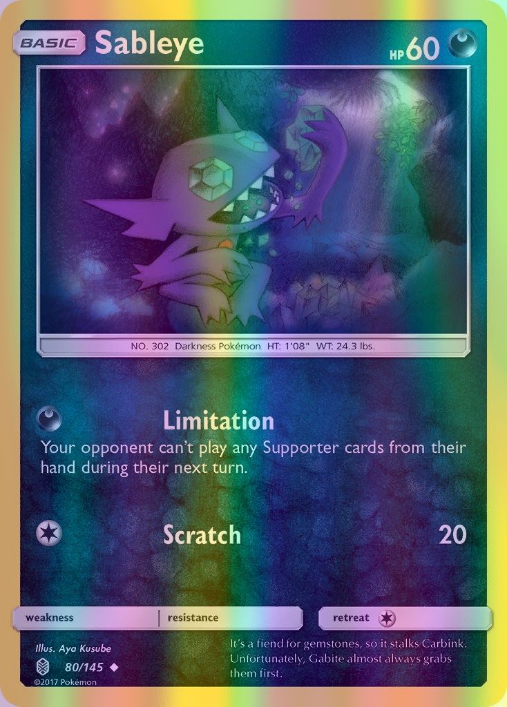 Sableye - 080/145 (SM:GRI) Uncommon - Near Mint Reverse Holofoil