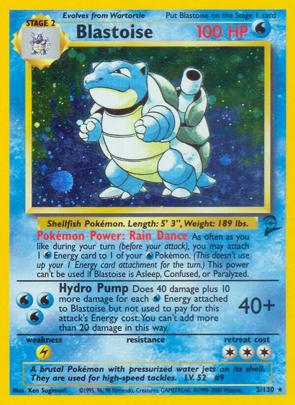 Blastoise - 002/130 (BS2) Holo Rare - Heavy Play Holofoil