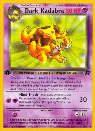 Dark Kadabra - 39/82 (TR) 1st Edition Uncommon