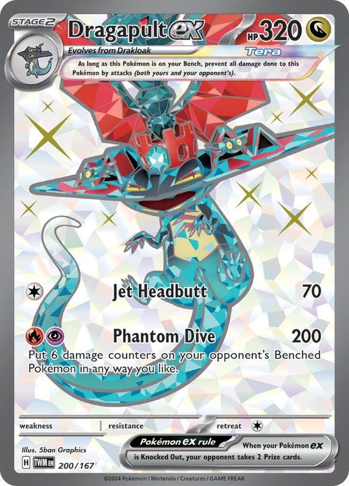 Dragapult ex - 200/167 (TWM) Ultra Rare - Light Play Holofoil Dragapult ex - 200/167 (TWM) Ultra Rare - Light Play Holofoil
