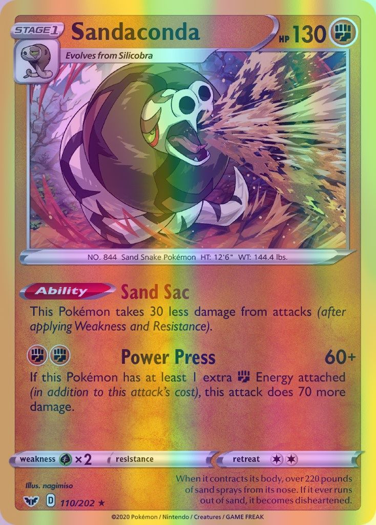 Sandaconda - 110/202 (SWSH01) Holo Rare - Near Mint Reverse Holofoil