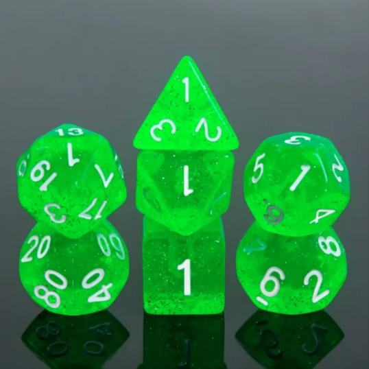 HDAG-02: Acrylic Glitter - Harlequin Green Poly Set (7)
