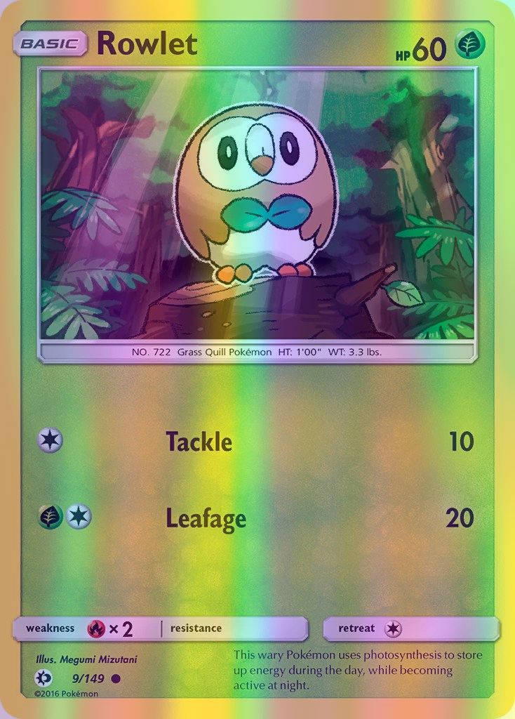 Rowlet - 009/149 (SM01) Common - Near Mint Reverse Holofoil