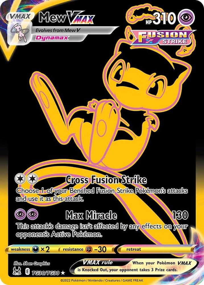 Mew VMAX (Secret) - TG30/TG30 (SWSH11:TG) Secret Rare - Moderate Play Holofoil