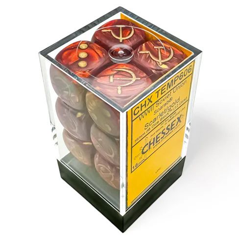 CHX29063: Scarab - 16mm D6 Scarlet w/gold WW2 Soviet (12)