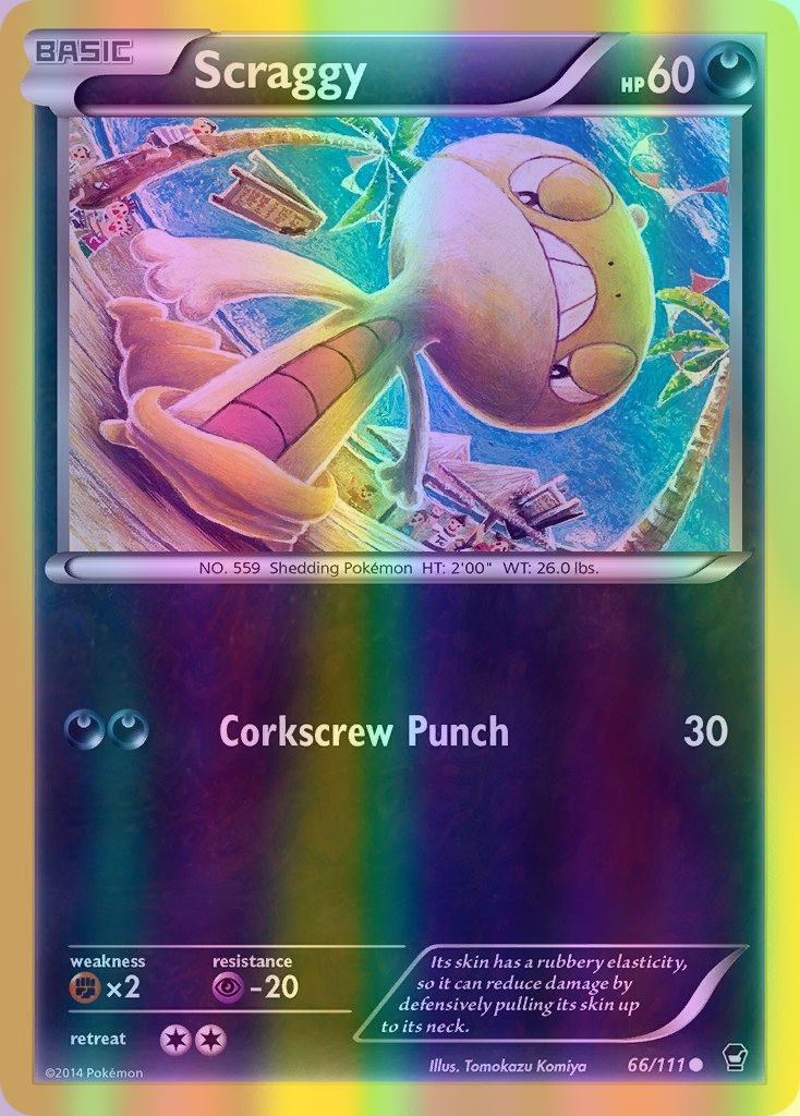 Scraggy - 066/111 (FFI) Common - Near Mint Reverse Holofoil