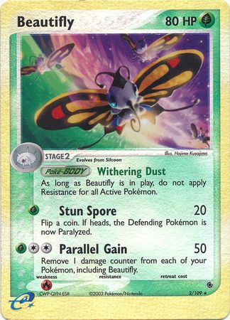 Beautifly - 002/109 (RS) Holo Rare - Damaged Reverse Holofoil