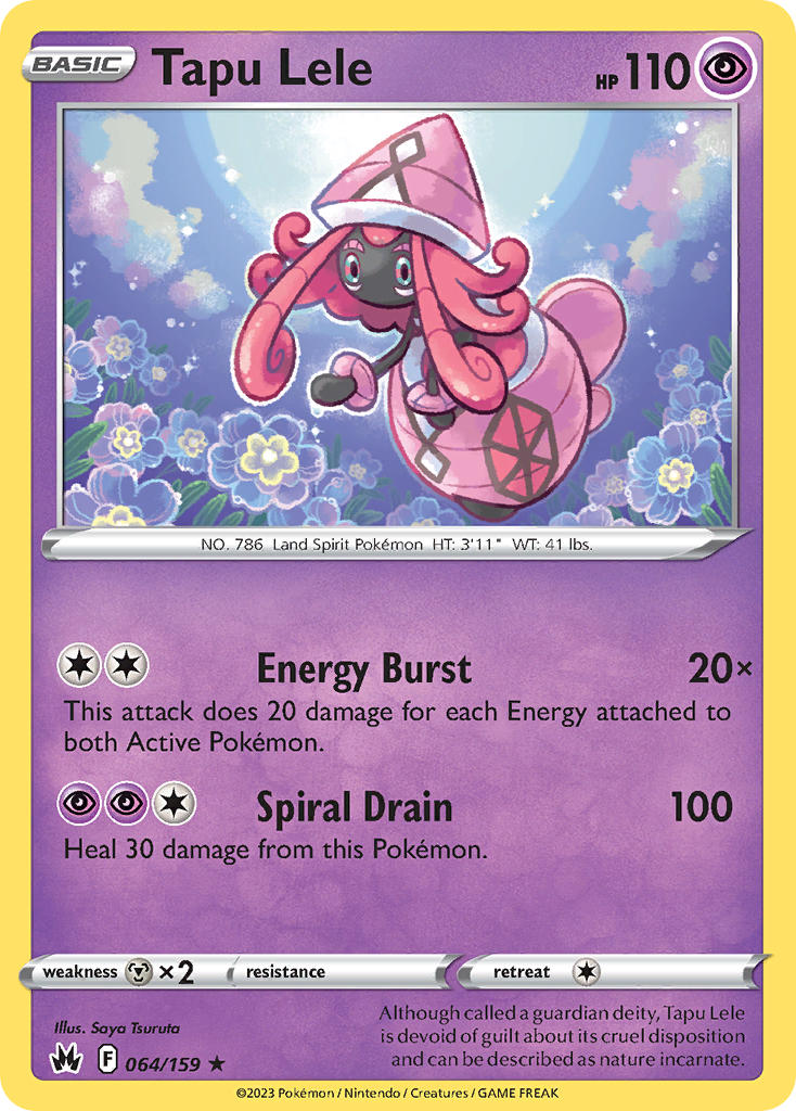 Tapu Lele - 064/159 (CRZ) Holo Rare - Near Mint Holofoil