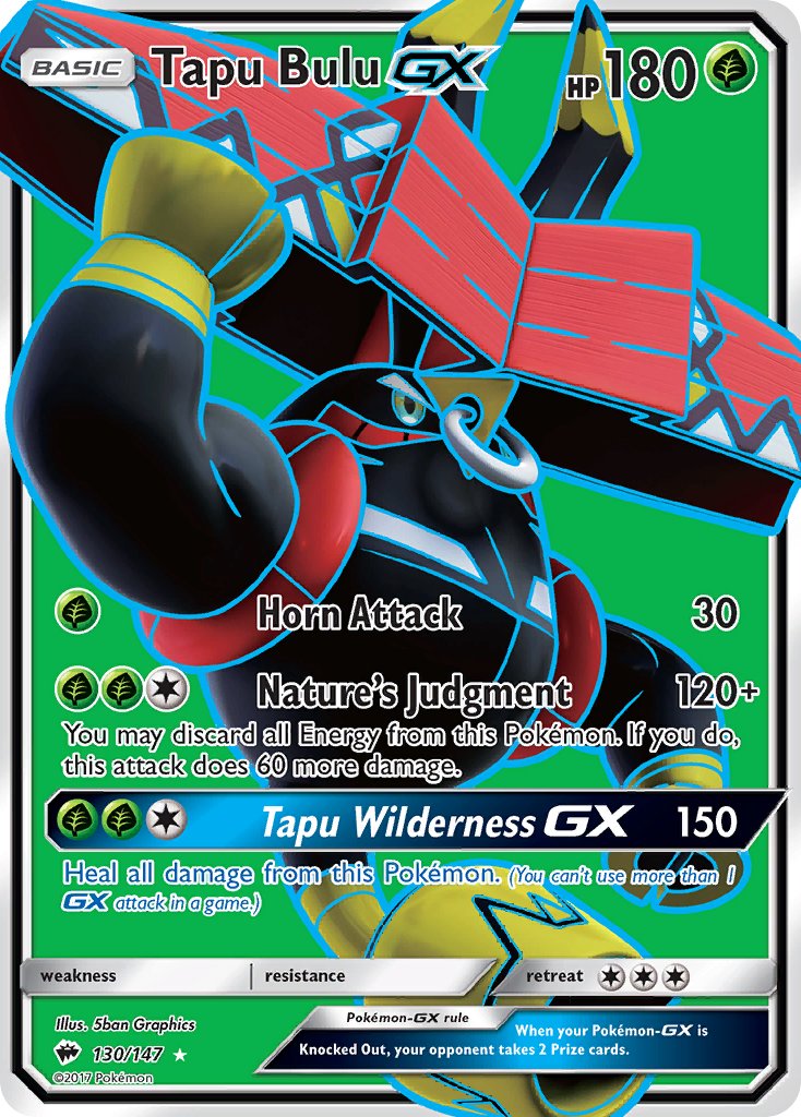 Tapu Bulu GX (Full Art) - 130/147 (SM:BUS) Ultra Rare - Near Mint Holofoil