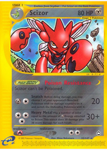 Scizor (32/147) Reverse Holofoil Damaged