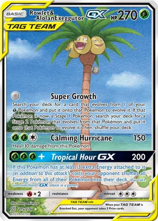 Rowlet & Alolan Exeggutor GX (215/236) Alternate Full Art