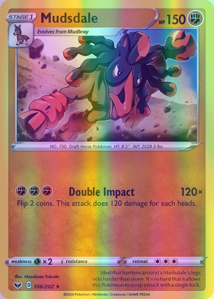 Mudsdale - 106/202 (SWSH01) Rare - Near Mint Reverse Holofoil