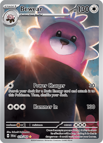 is bewear a rare pokemon card - 079/064 (SFA) Illustration Gamme et format:Vaultx - 624 cartes Card Number / Rarity 2024 Pokemon Paf En-paldean Yu-Gi-Oh Booster Box Cases