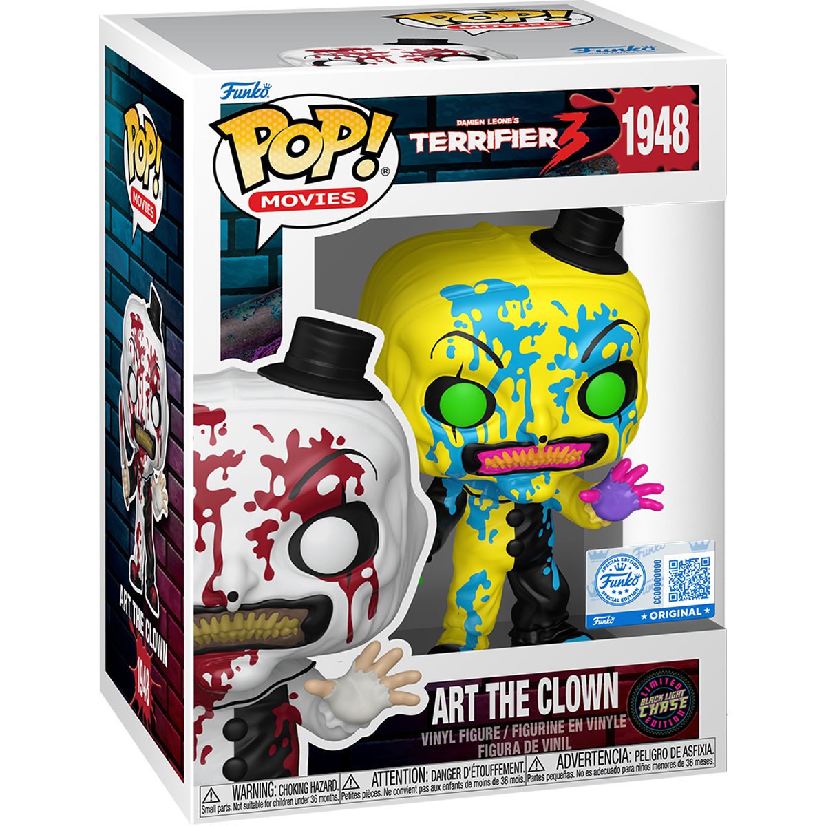 POP Figure: Terrifier 3 #1948 - Art the Clown (EE) (Chase) (Black Light)