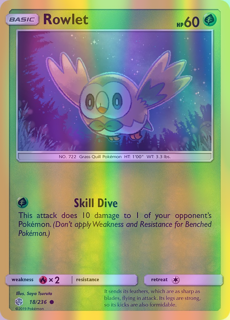 Rowlet - 018/236 (CEC) Common - Near Mint Reverse Holofoil