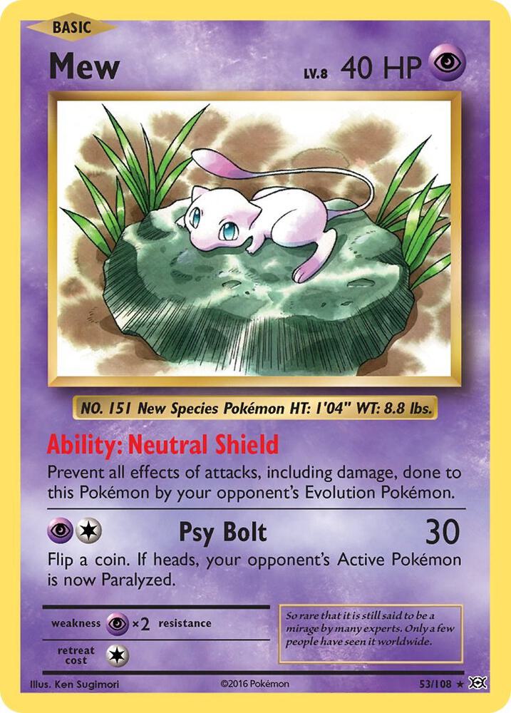Mew - 53/108 (EVO) Holo Rare - Near Mint Reverse Holo