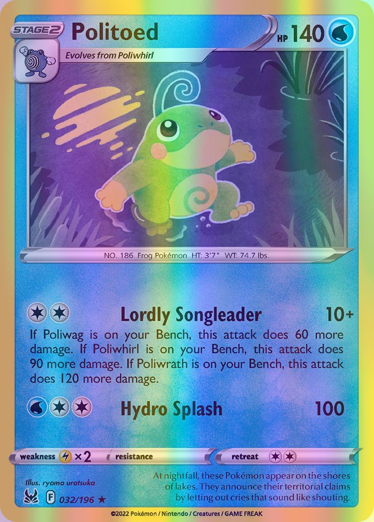 Politoed - 032/196 (SWSH11) Rare - Near Mint Reverse Holofoil