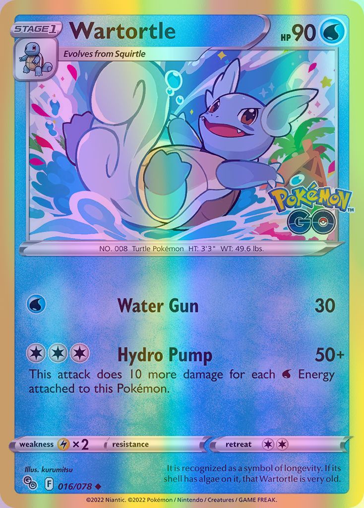 Wartortle - 016/078 (PGO) Uncommon - Near Mint Reverse Holofoil