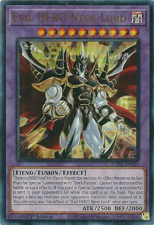 Evil HERO Neos Lord (SUDA-EN031) Ultra Rare - Near Mint 1st Edition Light Play